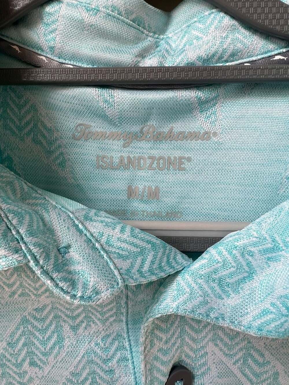 Tommy Bahama IslandZone M/M Santiago Paradise Performance Polo Shirt Aqua Blue - Picture 6 of 6